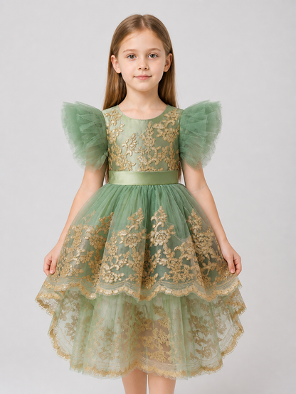 Tutu Dress with Wings, Gold Embroidery, and Train Costume Dresses detail 3