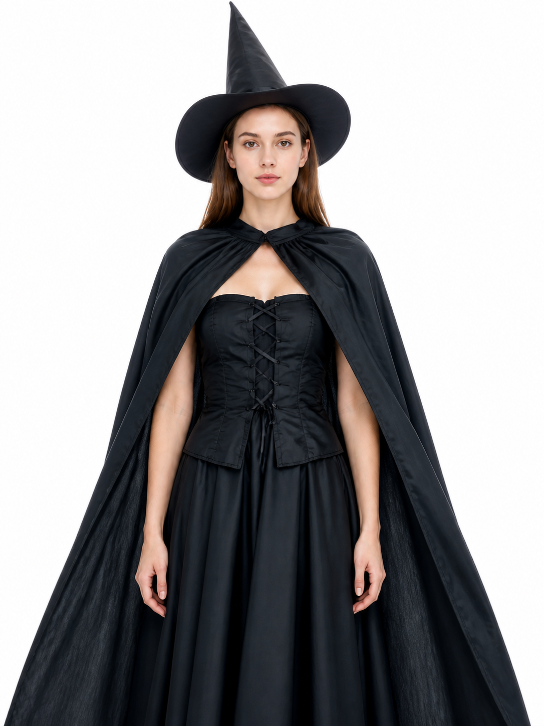 Black Carnival Costume with Cape and Pointed Hat Costume Capes detail 3