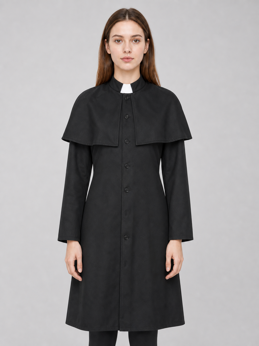 Black medieval-style costume designed to create a striking look for costume