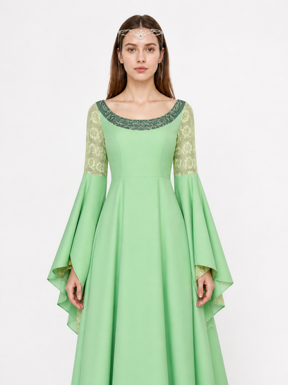 Arwen Cosplay Dress with Layered Flared Sleeves and Crown Costume Dresses detail 3
