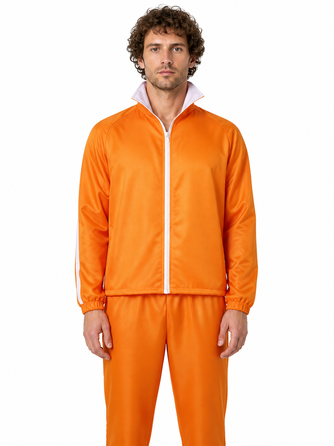 Orange Sports Carnival Costume with White Stripes Costumes detail 3