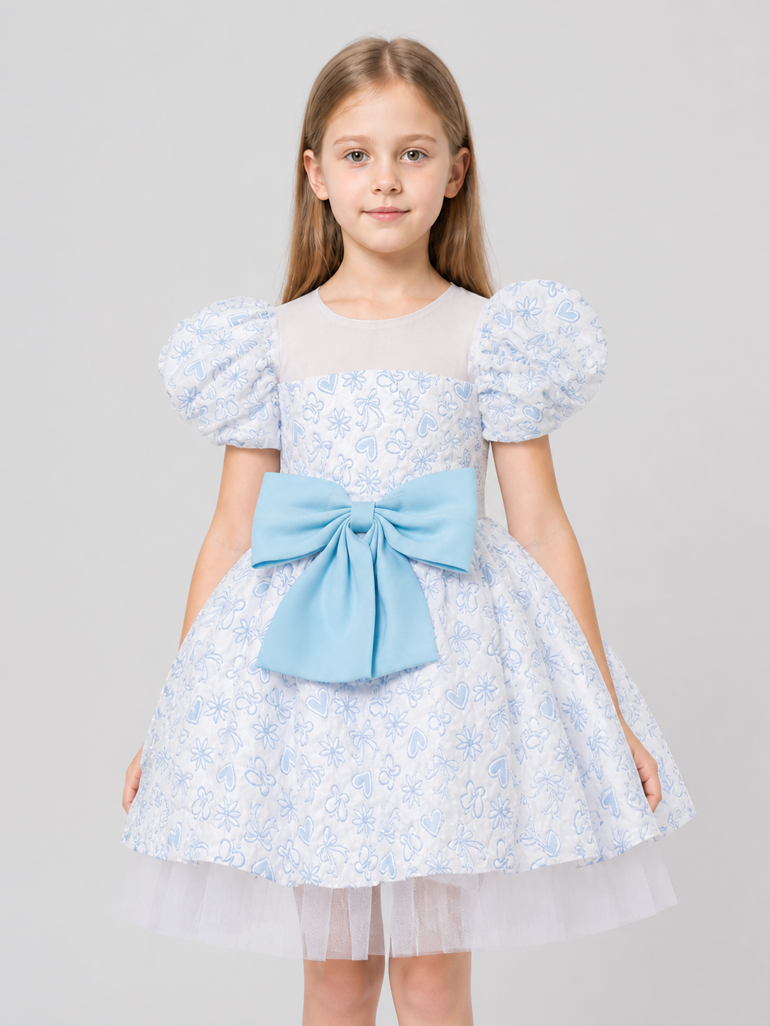 Girls’ Princess Party Dress with Bow and Tulle product detail 3