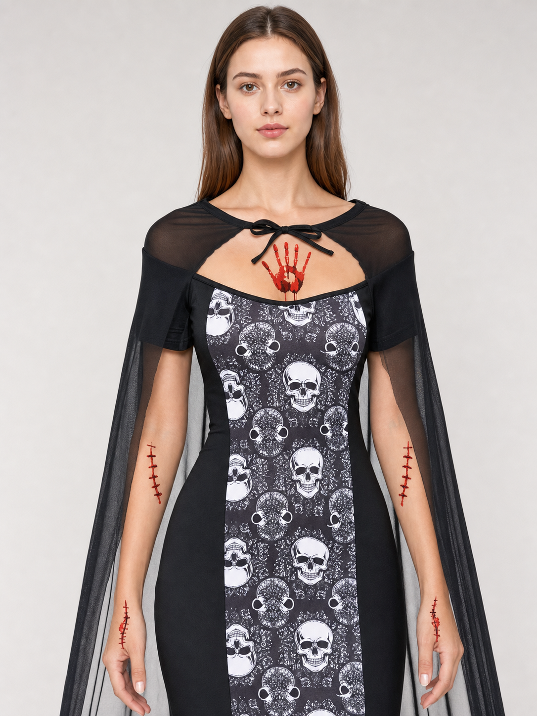 Gothic Carnival Costume with Dress and Cape Costume Dresses detail 2