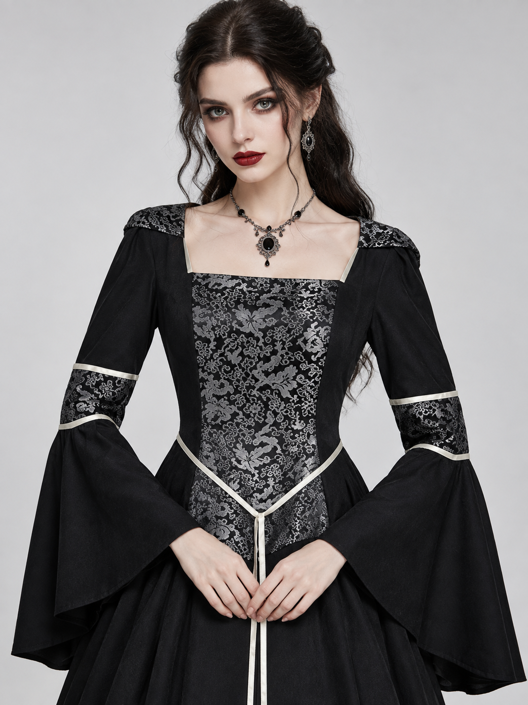 Medieval Gothic Dress with Long Sleeves