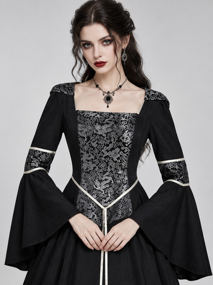 Medieval Gothic Dress with Long Sleeves