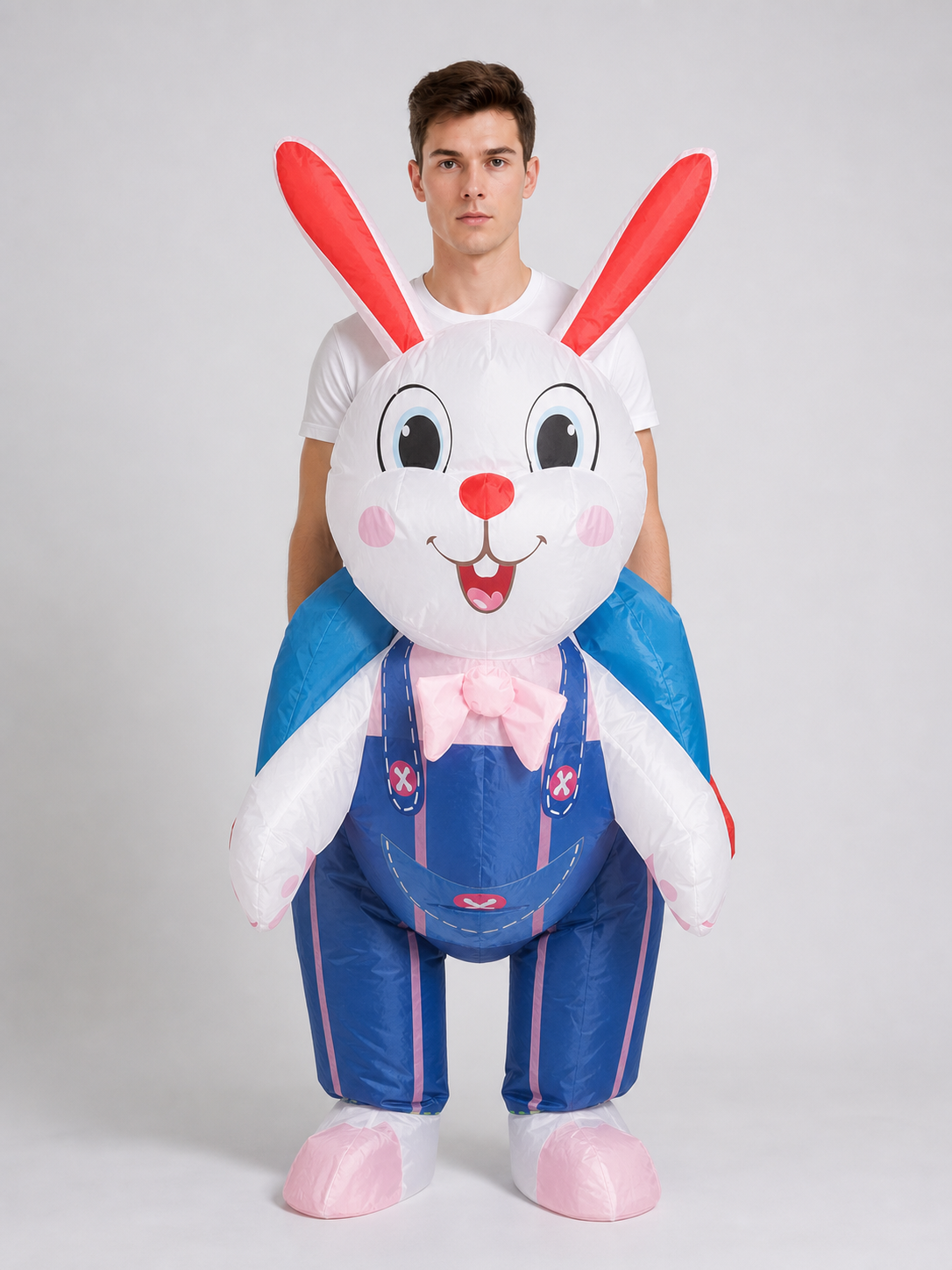 Inflatable Rabbit Costume with Blue Overalls