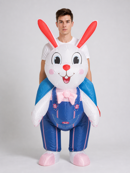 Inflatable Rabbit Costume with Blue Overalls