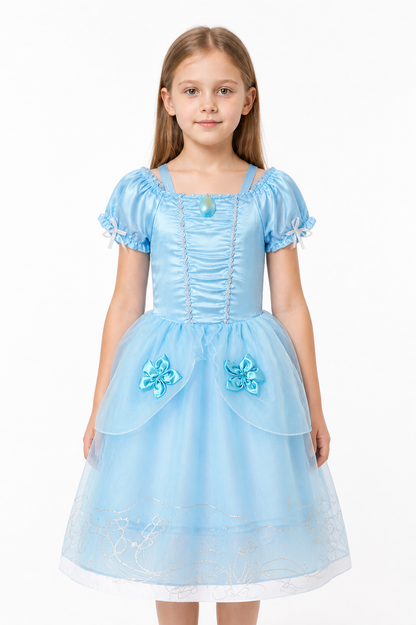 Light Blue Children's Carnival Dress with a Full Skirt Costume Dresses detail 3