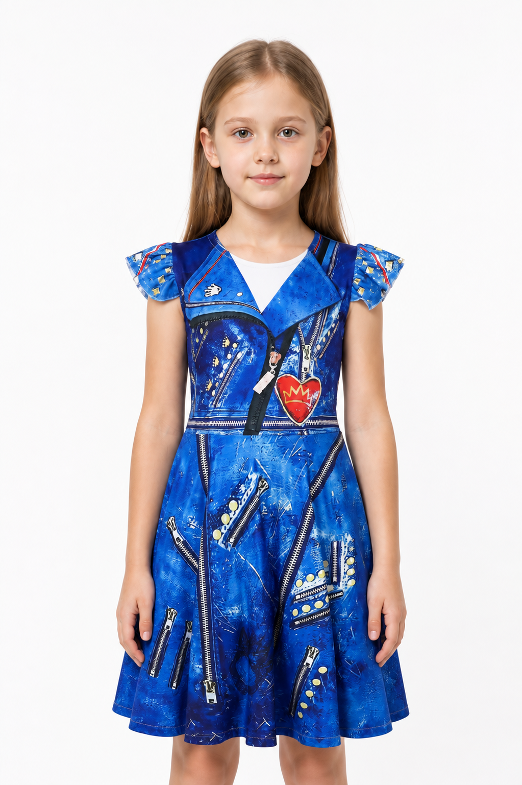 Children's Blue Halloween Dress with Crown and Lightning Bolts Costume Dresses detail 3
