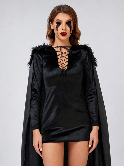 Halloween Costume with Cape and Horns