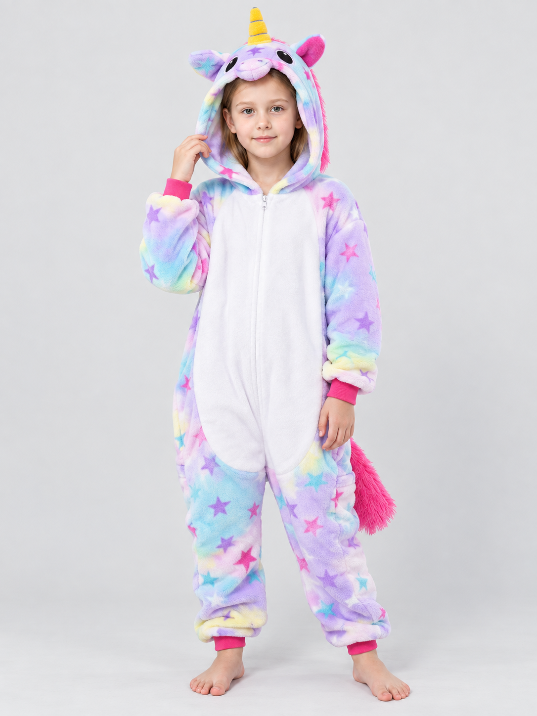 Kids' Hooded One-Piece Pajama with Horn and Ears
