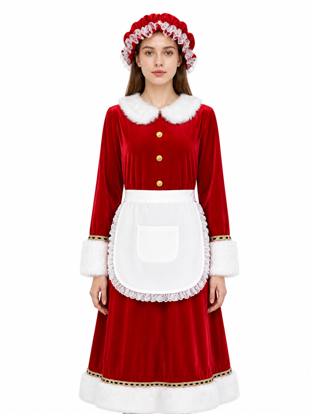 New Year's Carnival Costume with Apron and Hat Costume Headwear detail 3