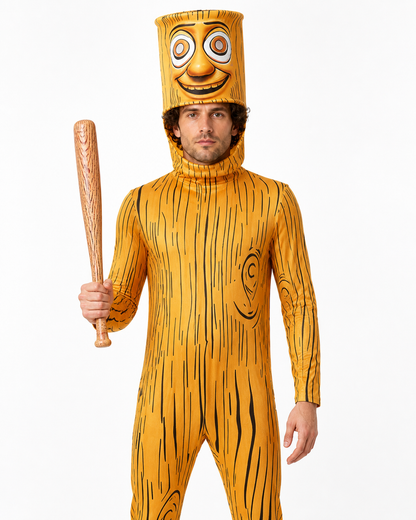 Stick Figure Costume with Mask and Bat for Halloween Costume Masks detail 3