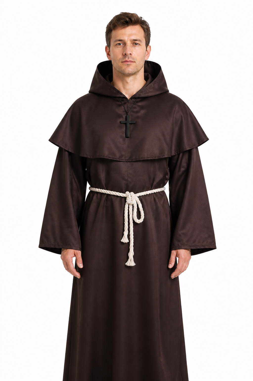 Long Brown Hooded Religious Robe product detail 3