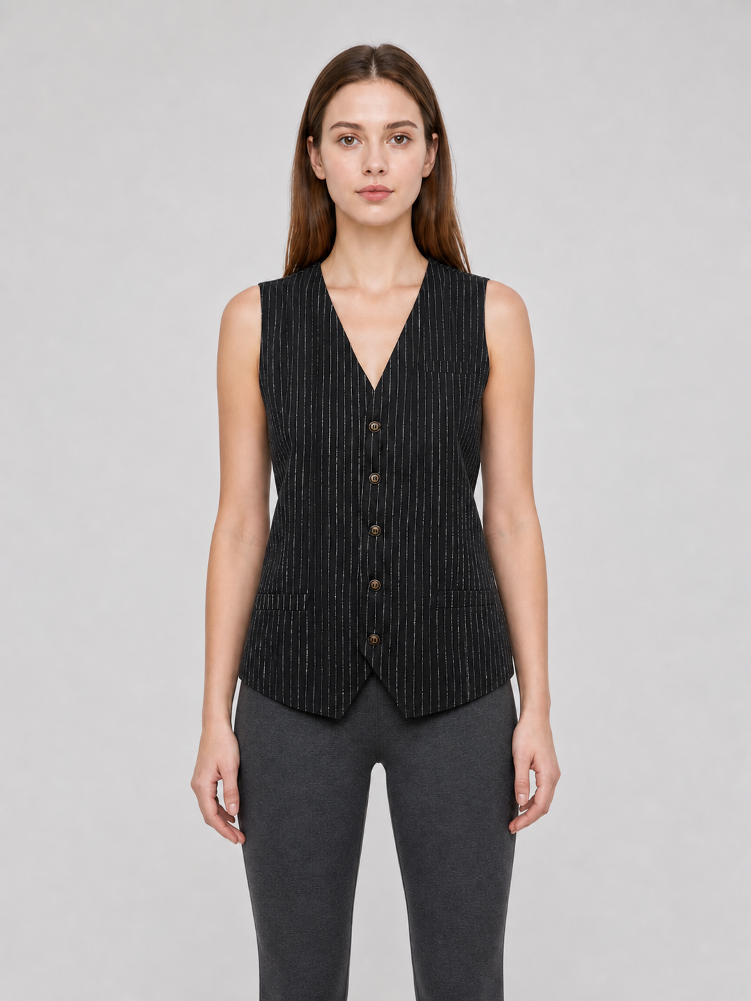 Pinstripe V-Neck Vest