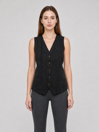 Pinstripe V-Neck Vest