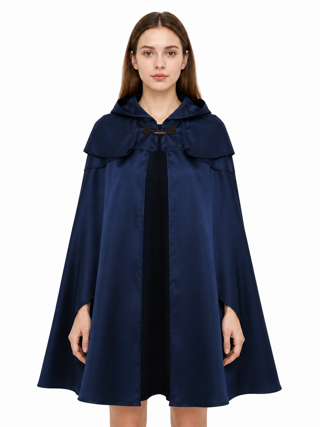 Long Hooded Cape, Dark Blue Costume Capes detail 3