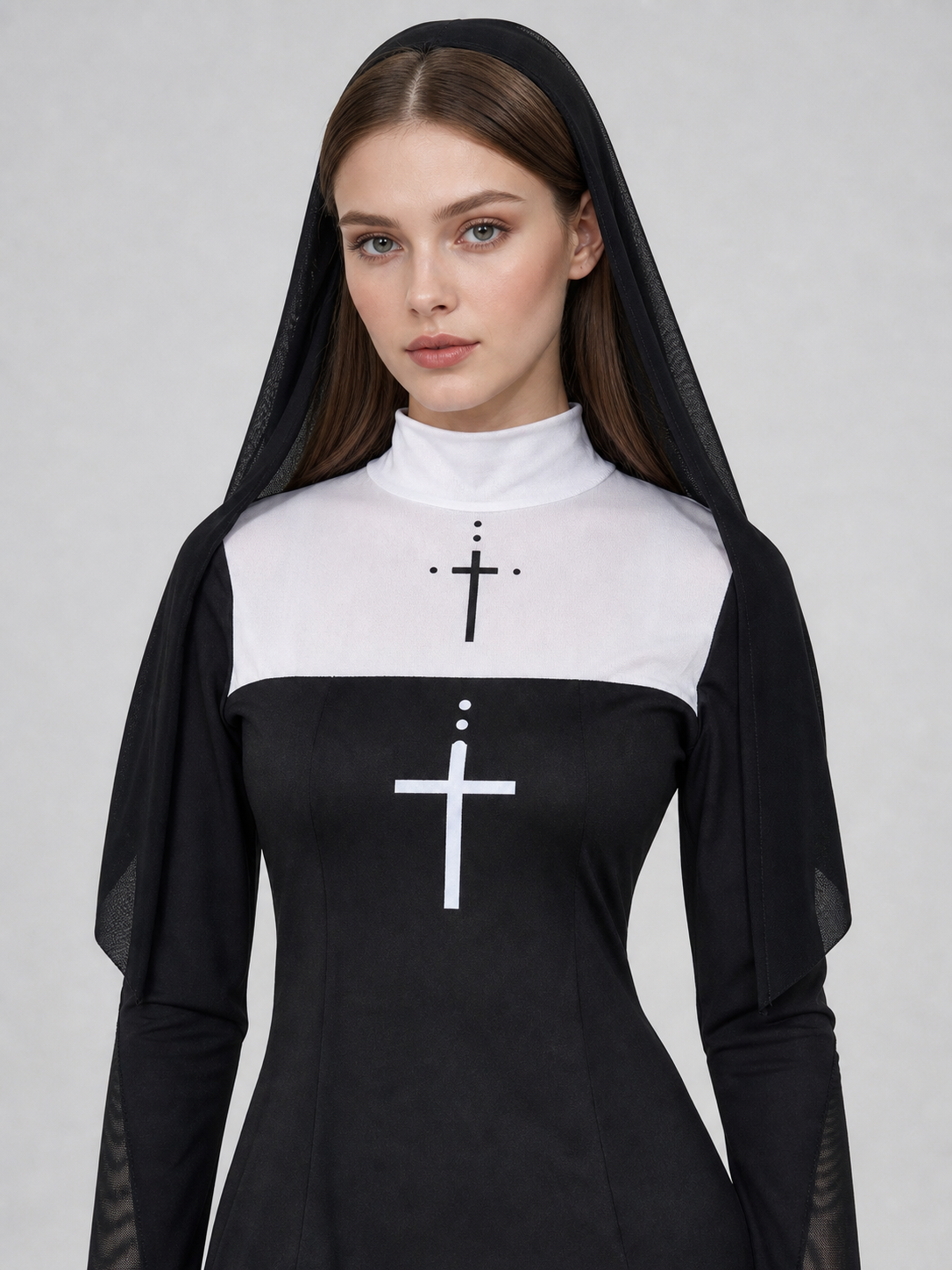 Cosplay costume: black robe with a cross