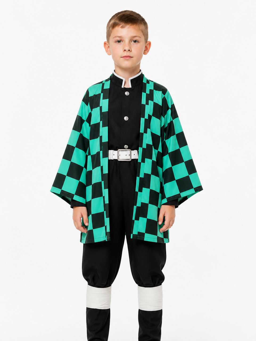 Tanjiro Cosplay Costume with Checkered Haori Costumes detail 3