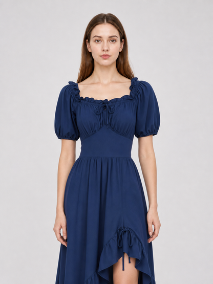 Vintage-style maxi dress with ruffles
