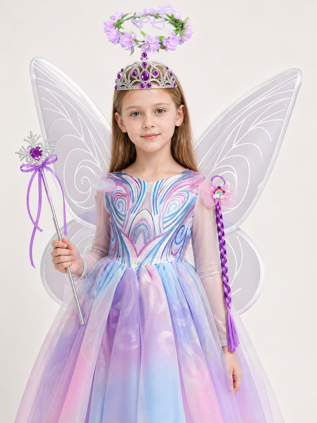 Fairy Princess Costume with Butterfly Wings upper body view