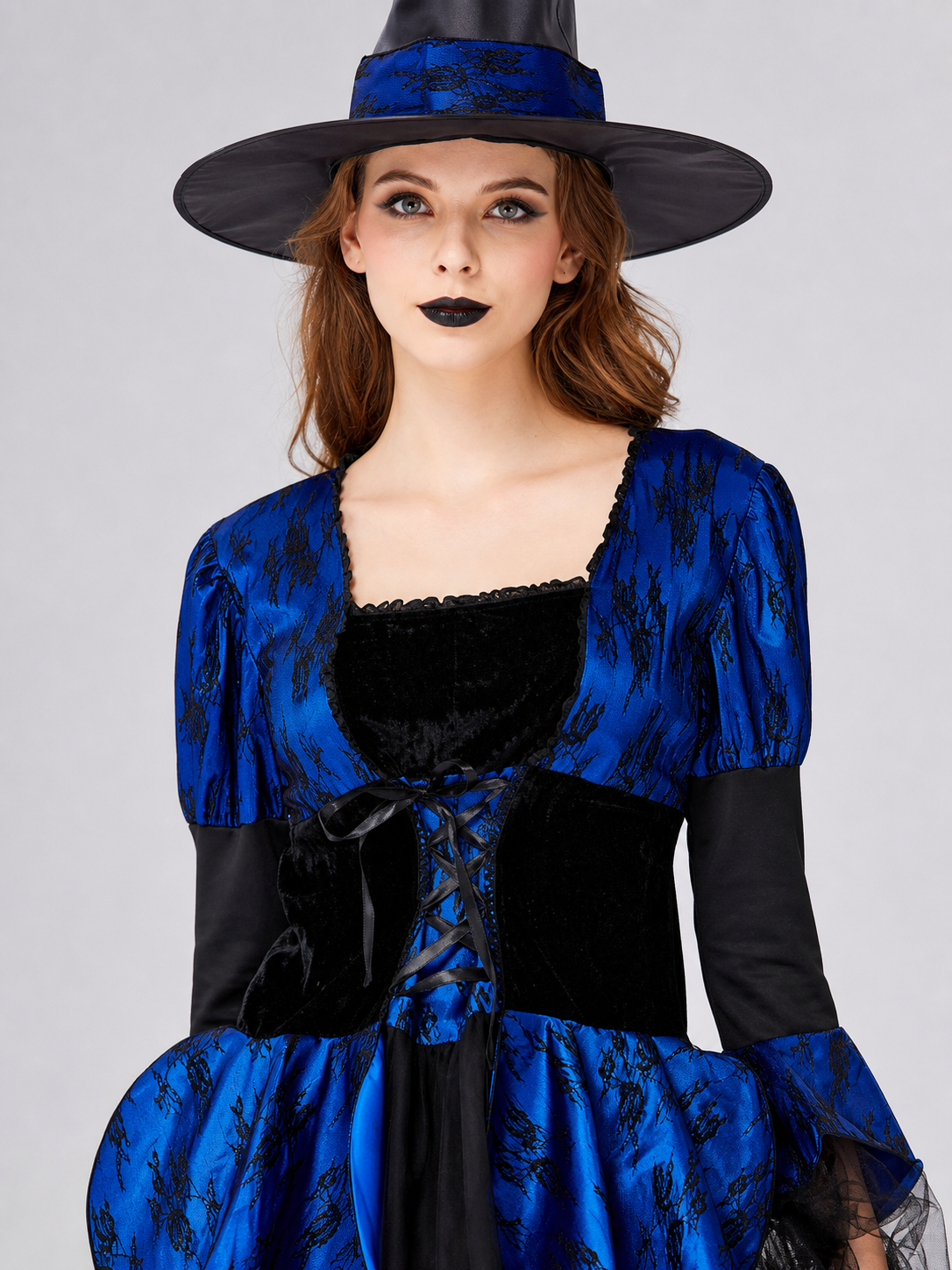 Witch Costume with a Full Skirt and Lacing