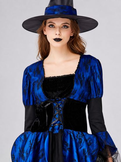 Witch Costume with a Full Skirt and Lacing