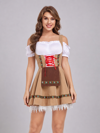 Bavarian cosplay dress with apron and lace