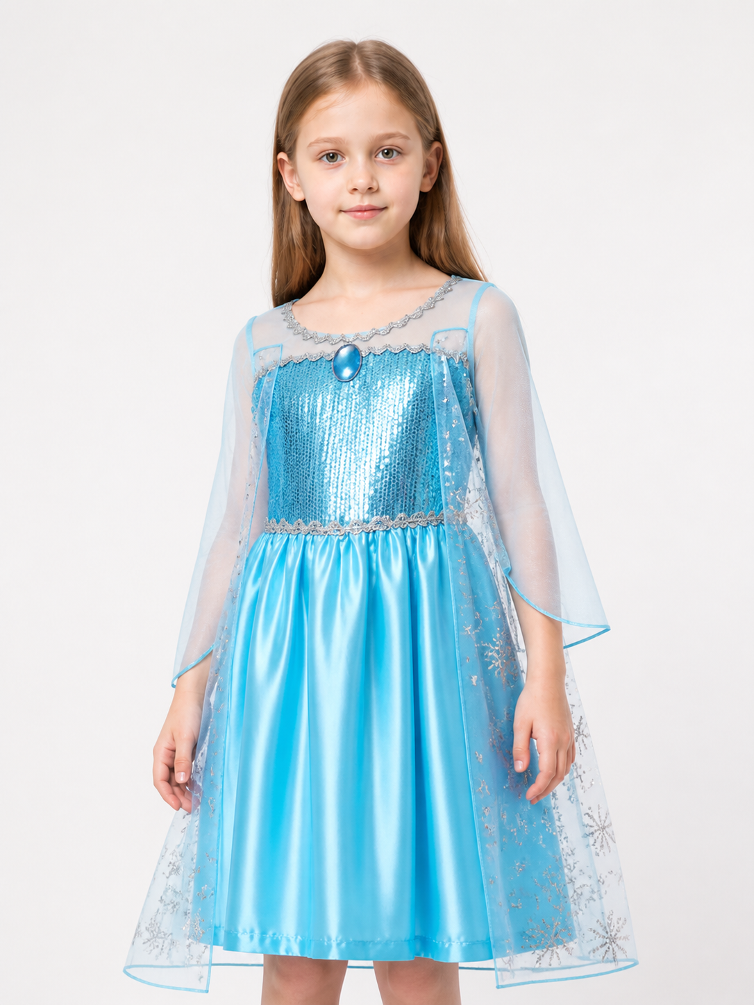 Blue Snow Queen Costume for Girls for Halloween Costumes detail 2