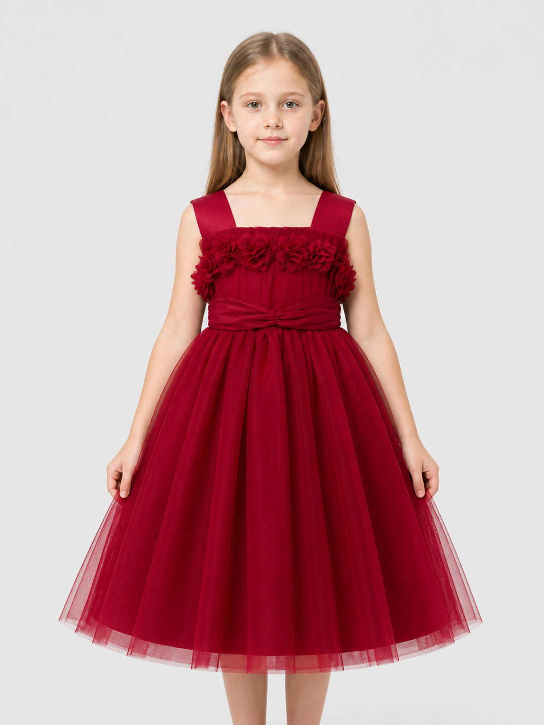 Children’s dressy dress with shoulder straps and a full skirt product detail 3