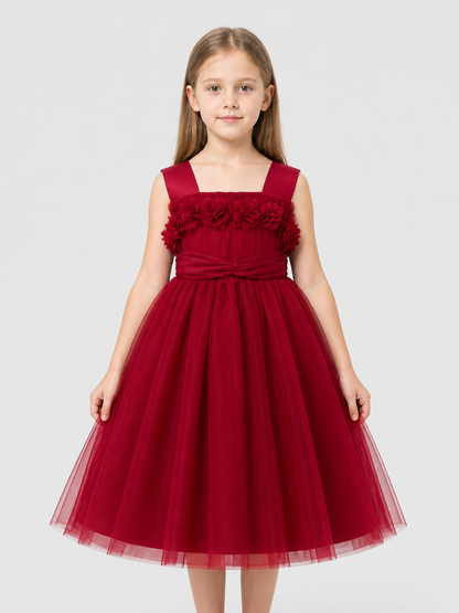 Children’s dressy dress with shoulder straps and a full skirt product detail 3