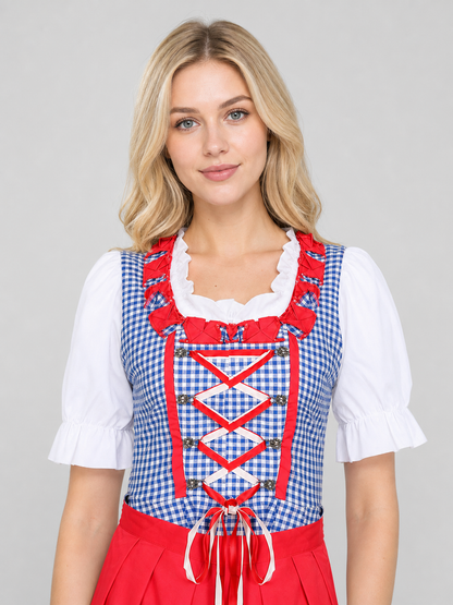 Alpine-Style Dress, Red-and-Blue Plaid
