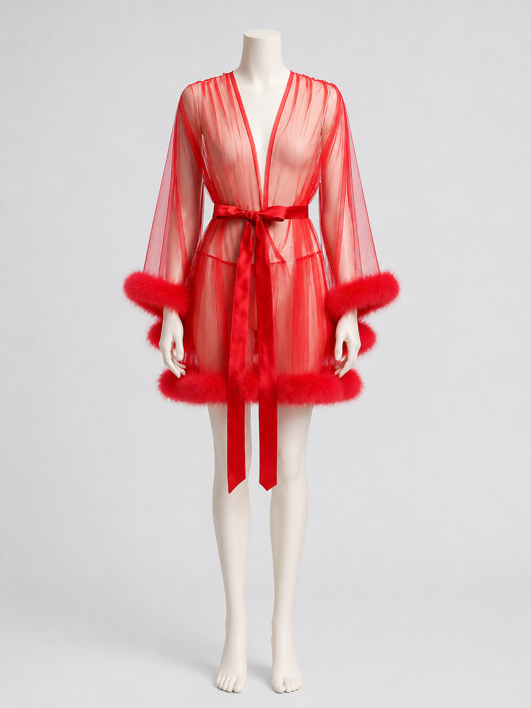 Sexy Red Cape with Fluffy Trim, S-XL Costume Capes detail 3
