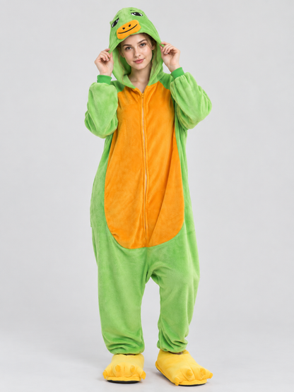 Flannel Hooded Zip-Up Pajama Jumpsuit