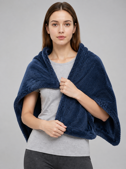dark blue waterproof_reversible_sherpa_flannel_pet_blanket product image 6