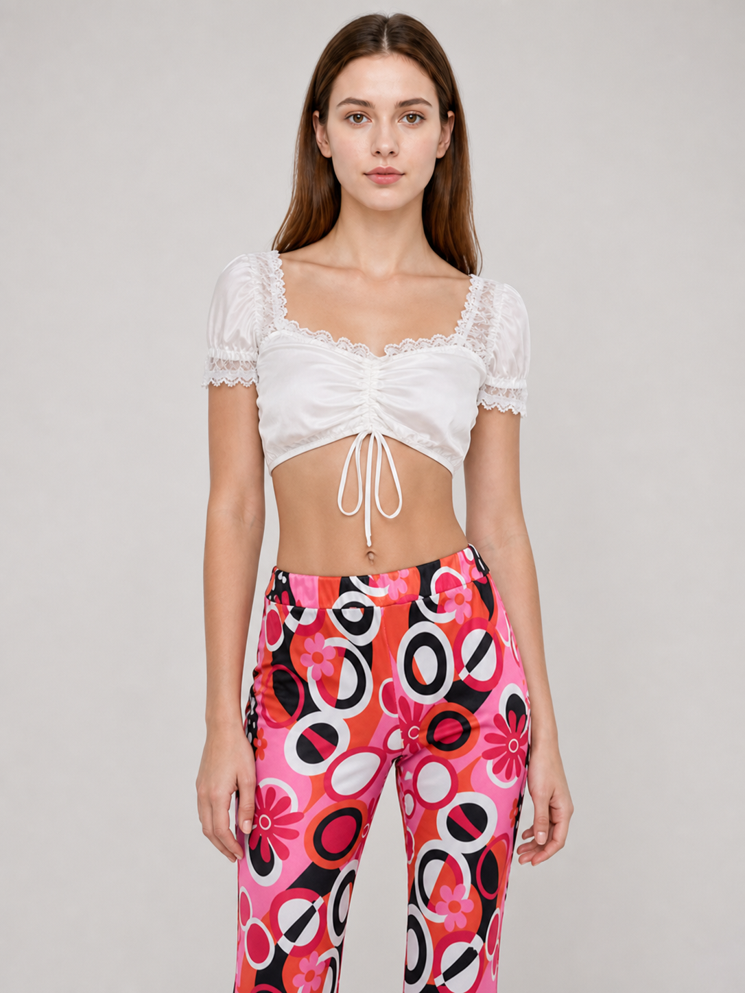 Flared Pants with a Bold Retro-Style Print