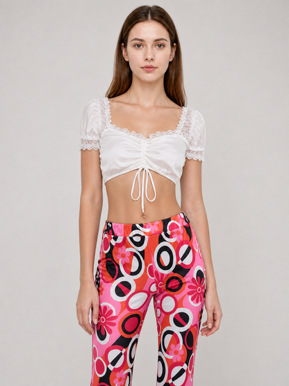 Flared Pants with a Bold Retro-Style Print