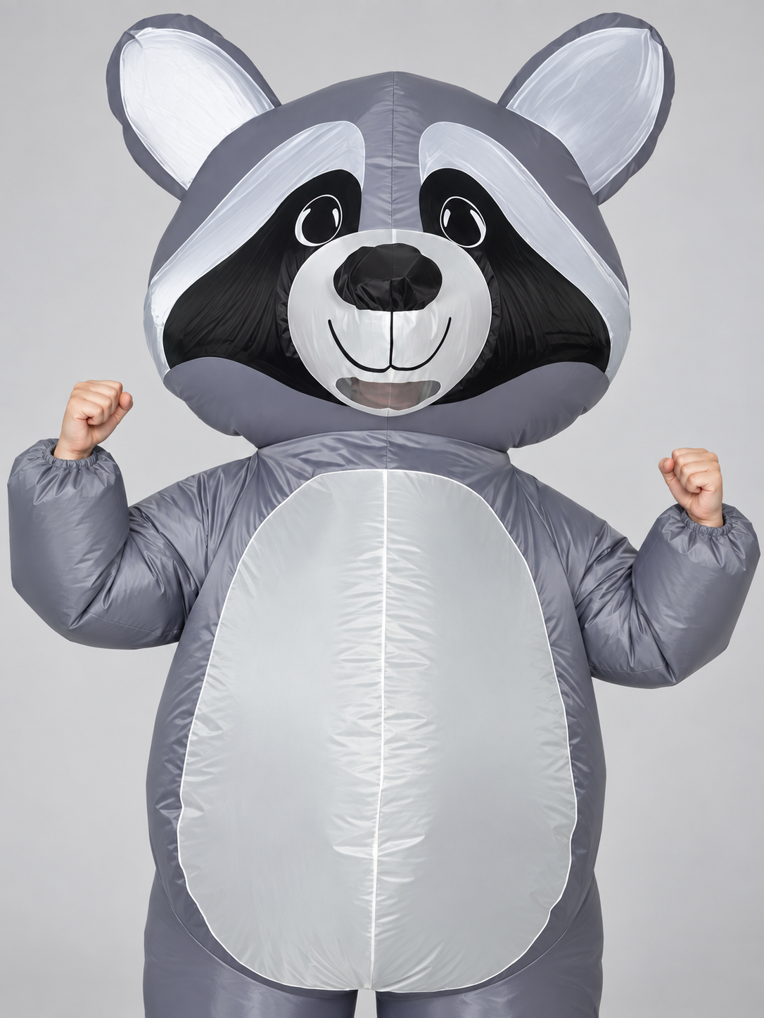 Inflatable Raccoon Costume Cartoon with Oversized Head Gray