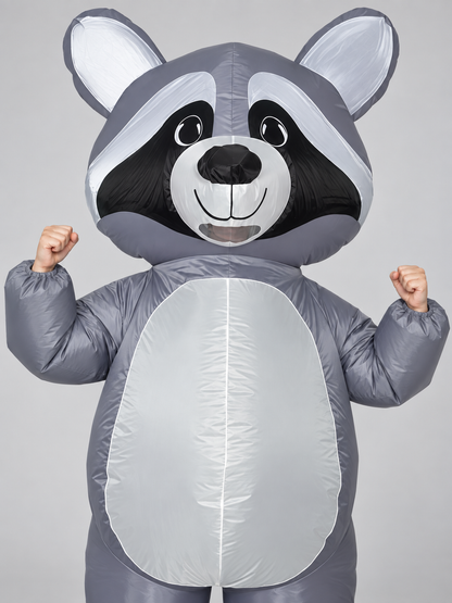 Inflatable Raccoon Costume Cartoon with Oversized Head Gray
