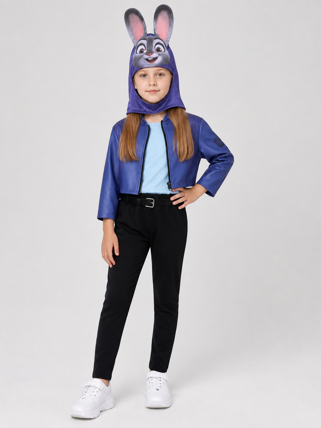 Judy Rabbit Cosplay Costume with Eared Hat and Belt Costume Headwear detail 2