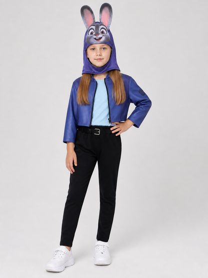 Judy Rabbit Cosplay Costume with Eared Hat and Belt Costume Headwear detail 2