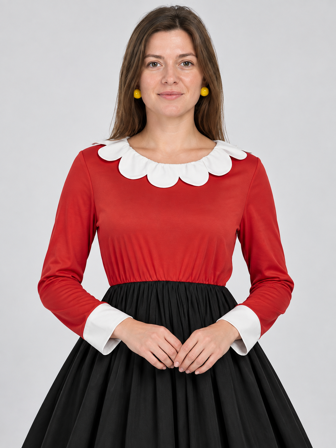 Cosplay Dress with Red Bodice and Black Full Skirt