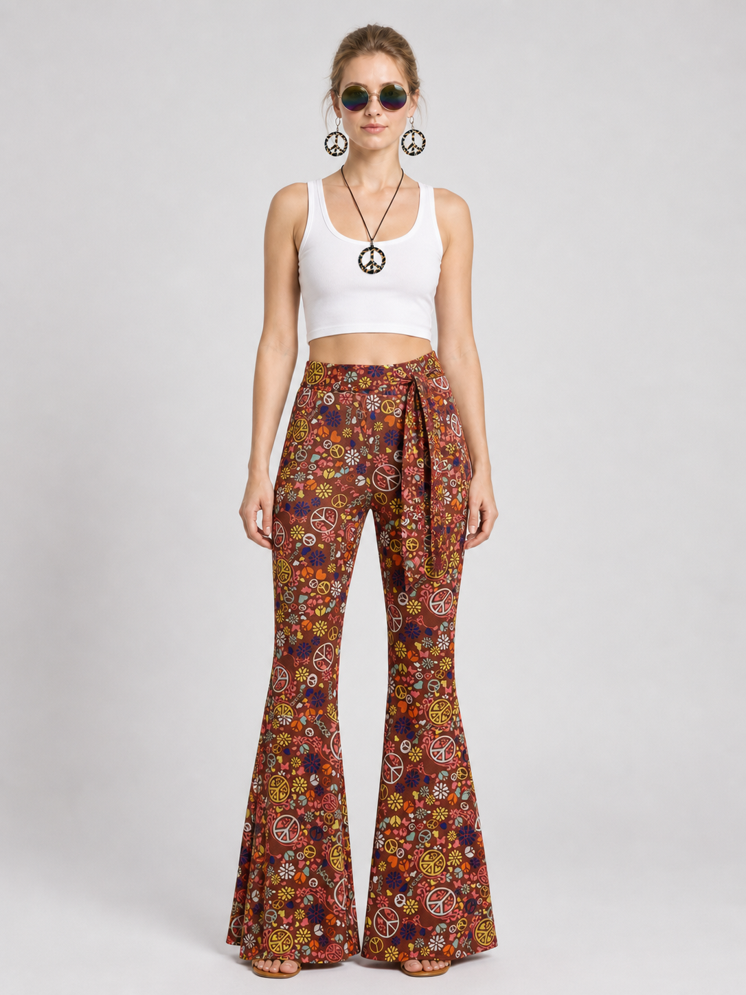 Boho Set: Printed Bell-Bottom Pants, Belt, and Accessories Costume Accessories detail 3
