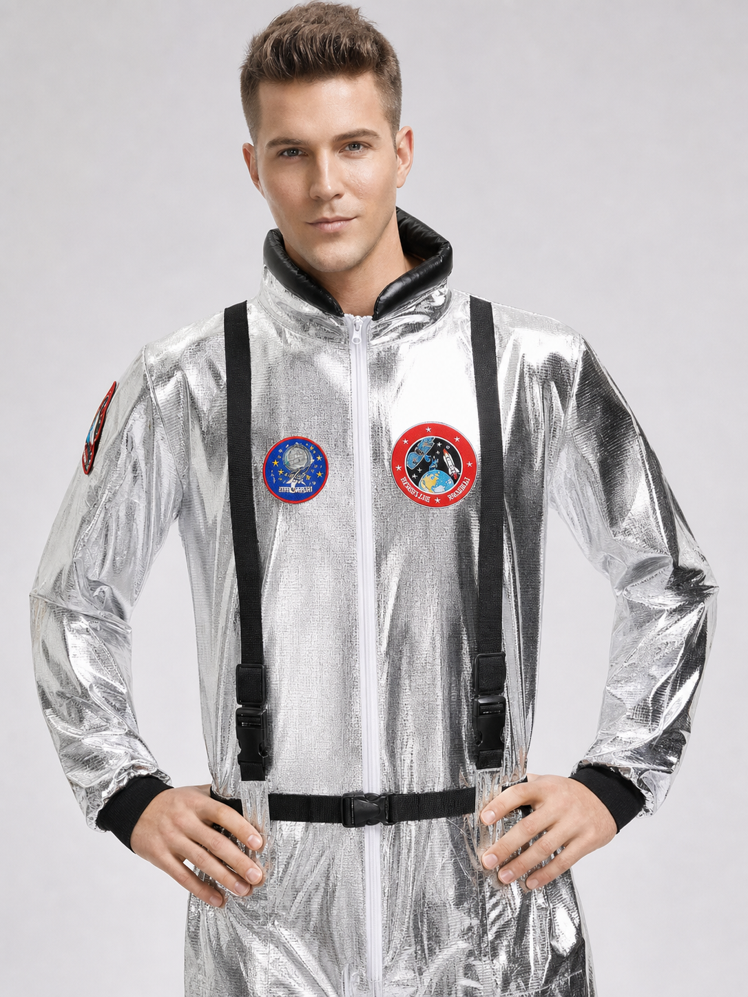 Astronaut Costume, Silver Jumpsuit for Cosplay