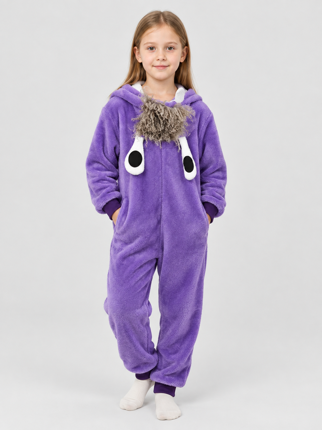Purple Flannel Hooded Pajama Jumpsuit