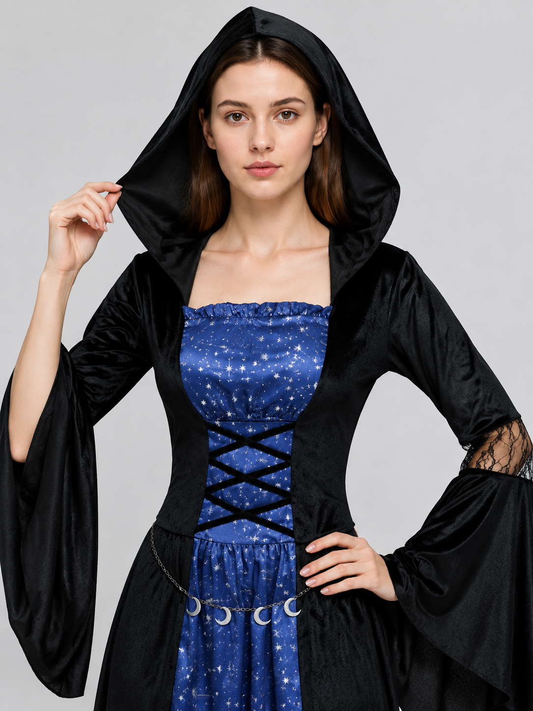Hooded Lace-Up Carnival Dress Costume Dresses detail 2
