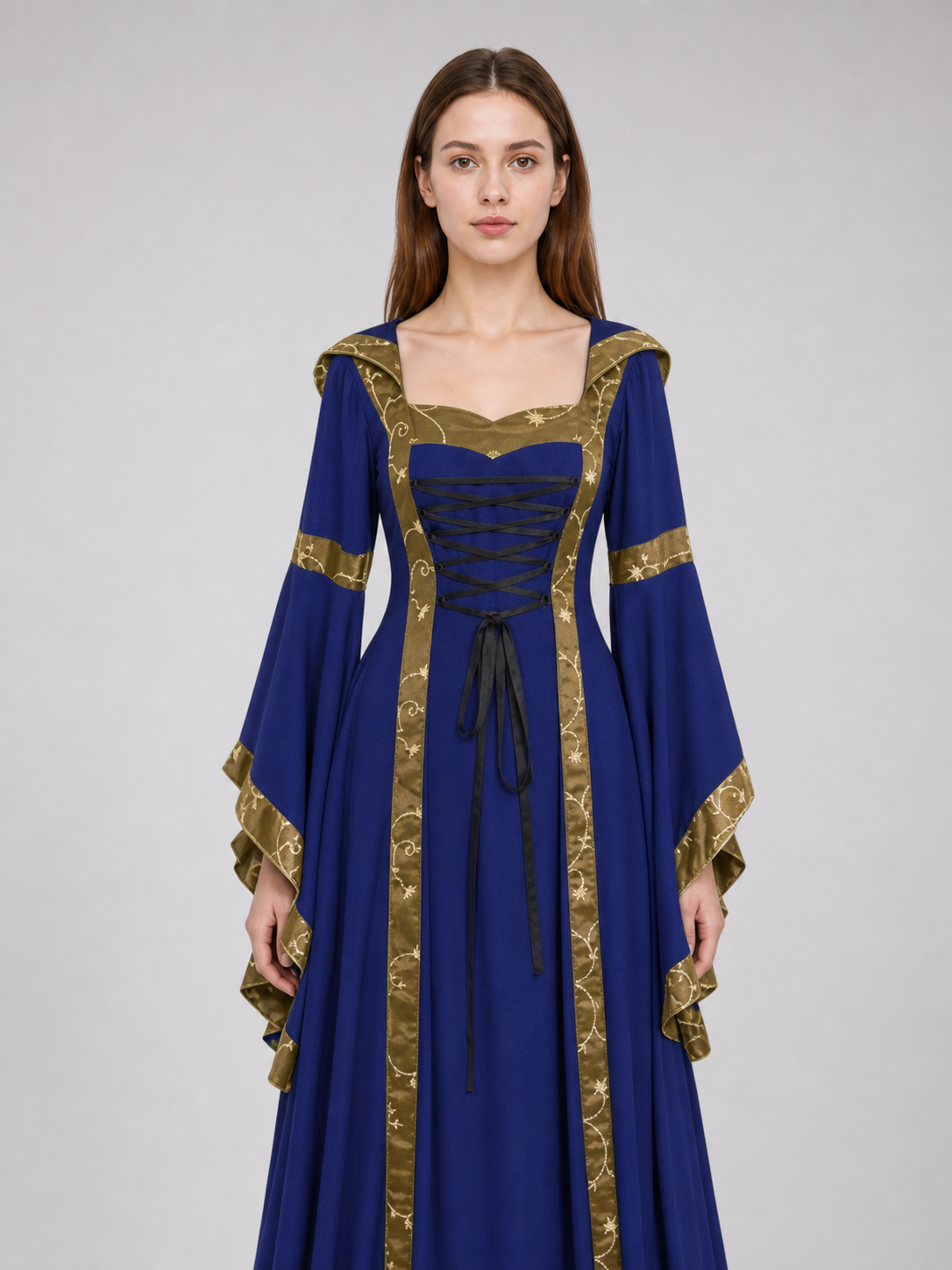 Medieval Hooded Lace-Up Dress