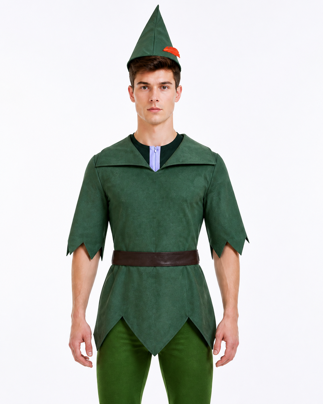 Peter Pan Cosplay Costume with Hat and Belt Costume Headwear detail 3