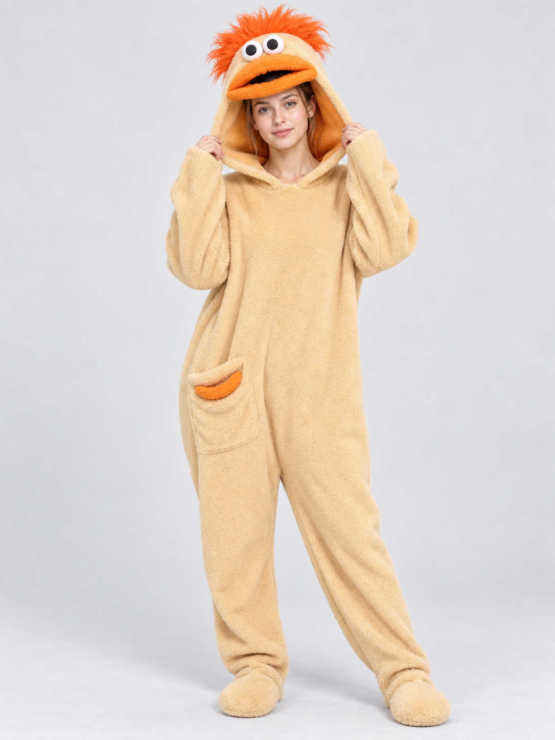 Insulated Fleece Kigurumi Pajama with Puffy Decoration