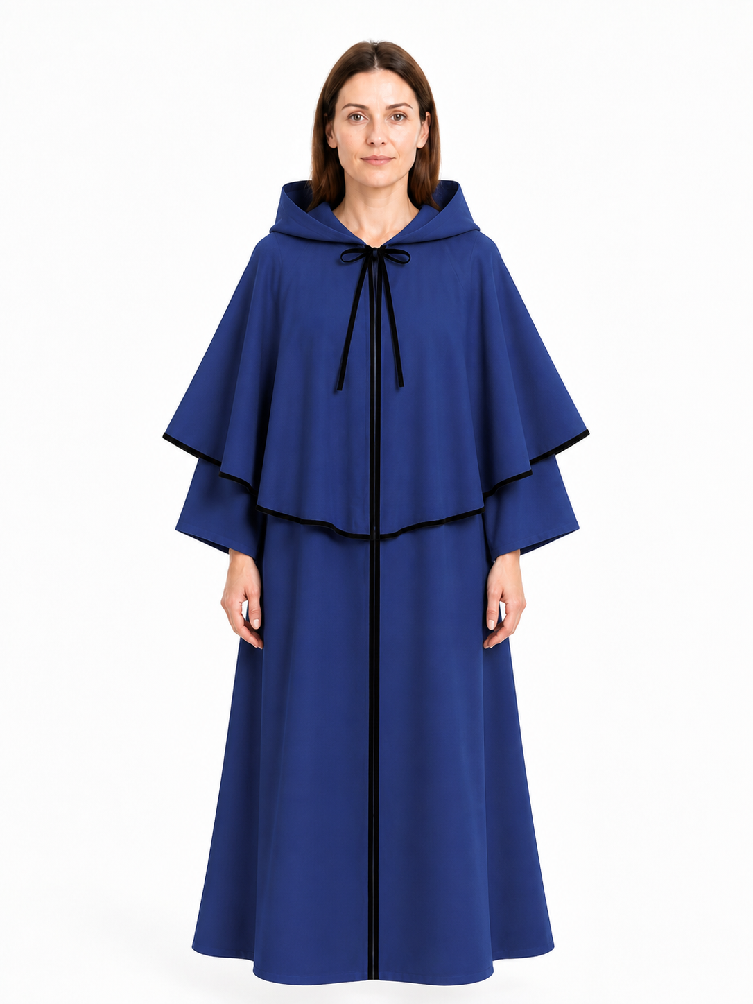 Long Blue Hooded Cloak for Halloween Costume Capes detail 3